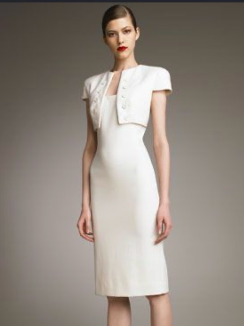 Alexander McQueen Illusion Bolero Sheath Dress in Red